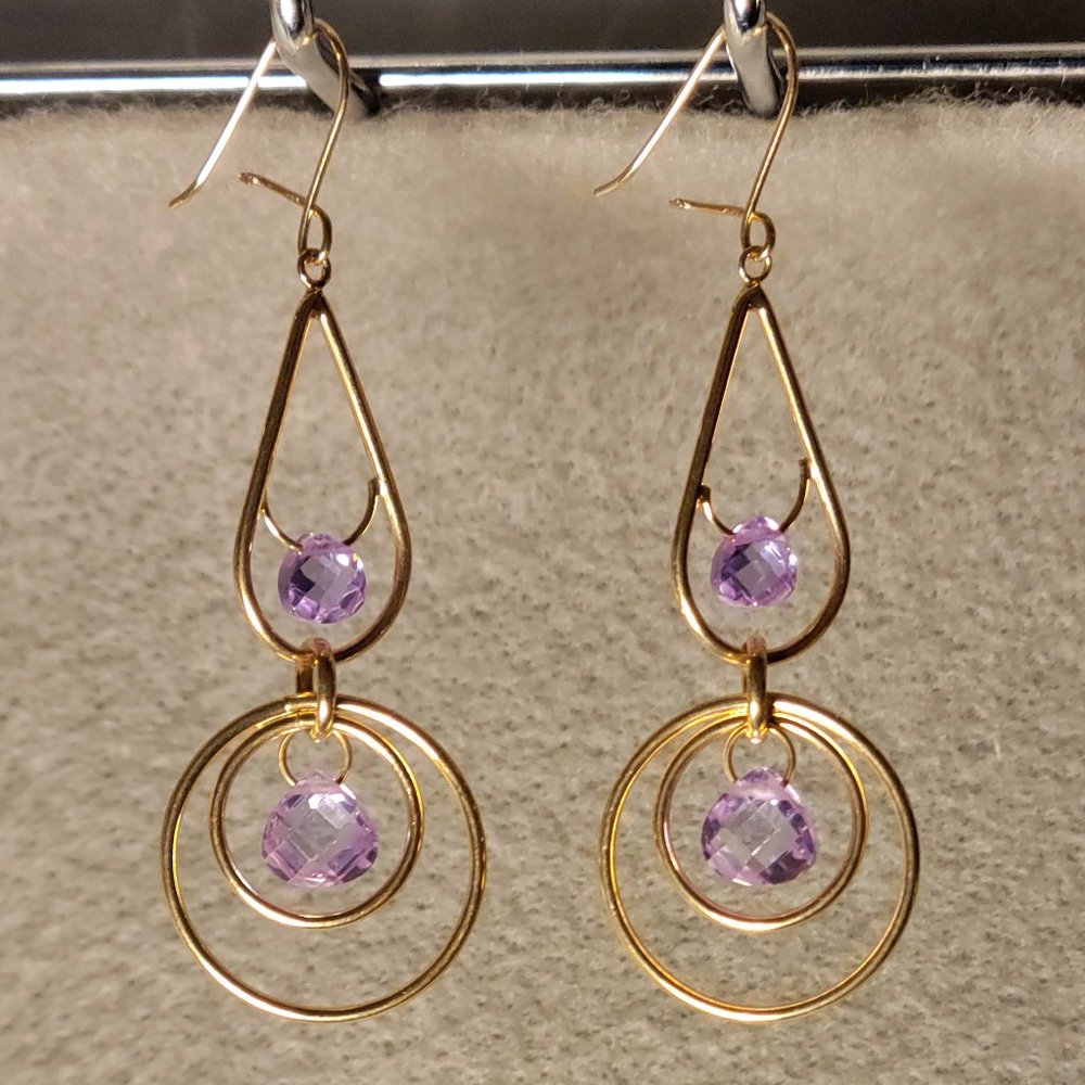 NEW 14K Gold Filled Lilac Faceted Crystal Earrings